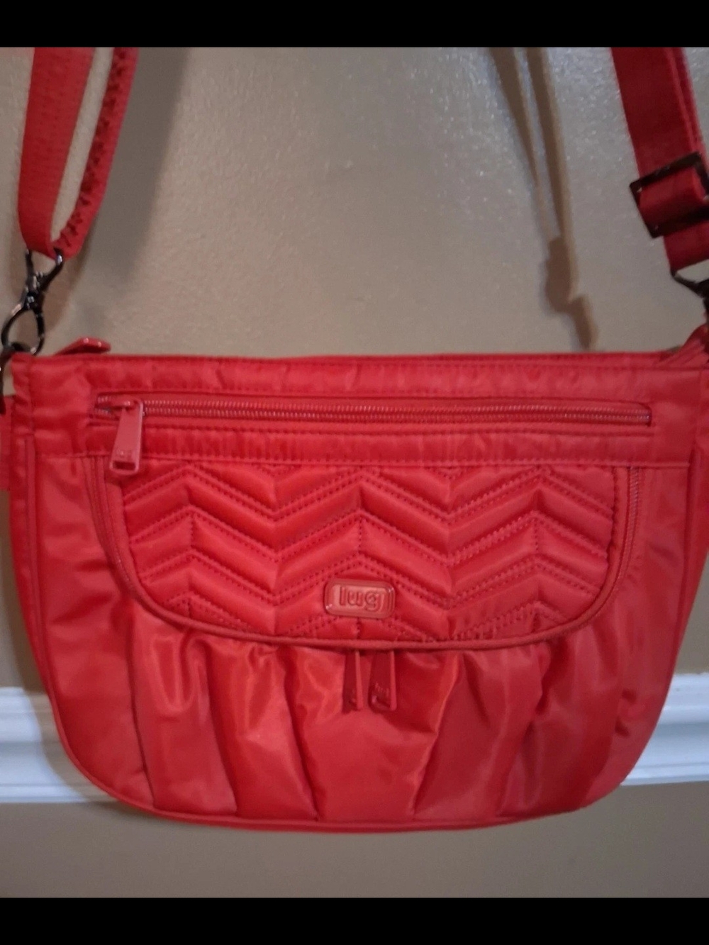 Lug Mambo Poppy Red Crossbody Purse Travel Bag RFID Blocking